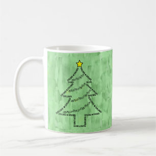 ドラム文字クリスマスツリー コーヒーマグカップ