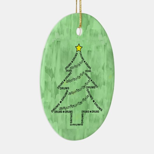 ドラム文字クリスマスツリー セラミックオーナメント (右)