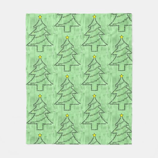 ドラム文字クリスマスツリー フリースブランケット (正面)