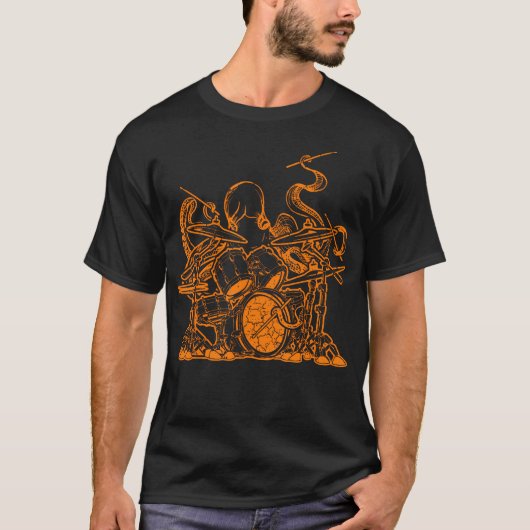 ドラム演奏ギフト 打楽器タコ ドラム演奏 Tシャツ (正面)