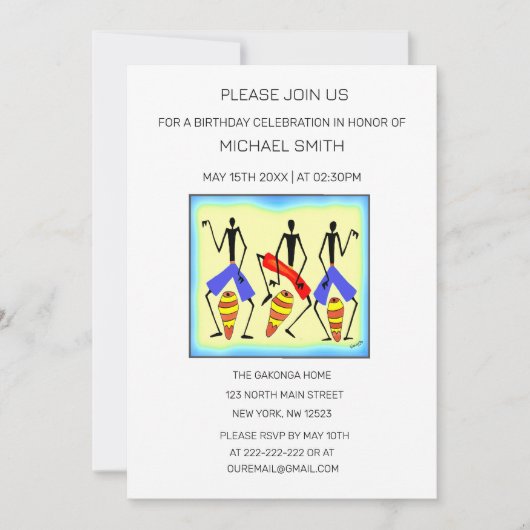 ドラム素晴らしミング及びお祝い誕生日 招待状 (正面)