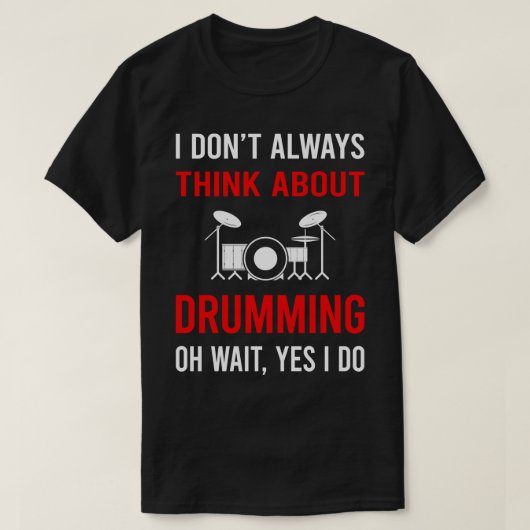ドラム考えマーのドラムについて Tシャツ (デザイン正面)
