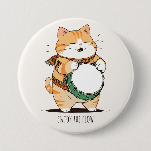 ドラム遊をキャット 缶バッジ (正面)