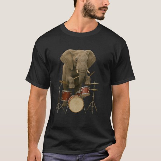 ドラム遊ズ象デザインTシャツ Tシャツ (正面)