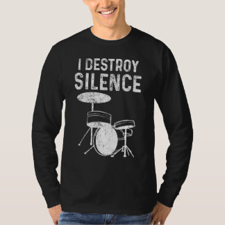 ドラム静かキットの大きなドラマーを破壊 Tシャツ