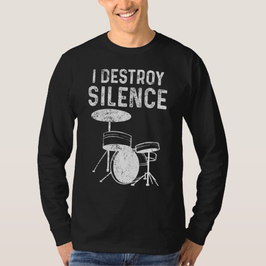 ドラム静かキットの大きなドラマーを破壊 Tシャツ (正面)