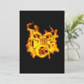 ドラム オン ファイア ミュージック ドラム キット ラバー ギフト アイデア 招待状 (スタンド正面)