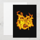 ドラム オン ファイア ミュージック ドラム キット ラバー ギフト アイデア 招待状 (正面/裏面)