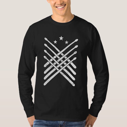 ドラム ドラマー ドラムスティック Tシャツ (正面)