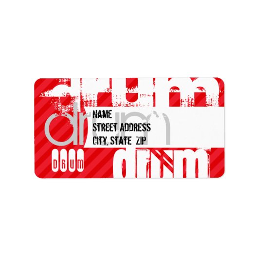 ドラム；緋色の赤ストライプ色 ラベル (正面)