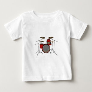 ドラム: 赤いドラムキット: 3Dモデル: ベビーTシャツ