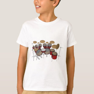 ドラム: 赤いドラムキット: 3Dモデル: Tシャツ