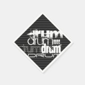 ドラム、黒と濃いグレーのストライプ スタンダードカクテルナプキン (角)