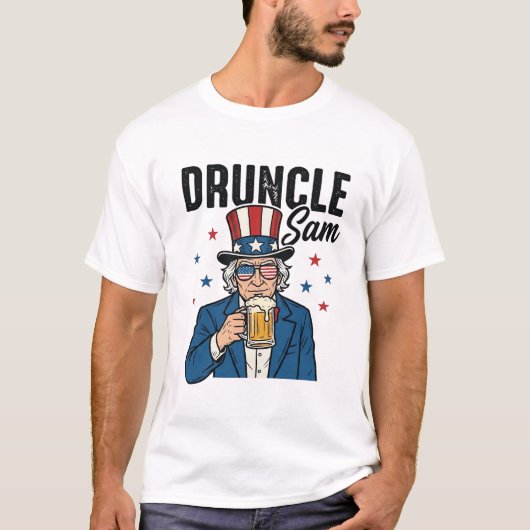 ドランカ―サム おもしろ愛国ビール ベクターデザイン_1 Tシャツ (正面)
