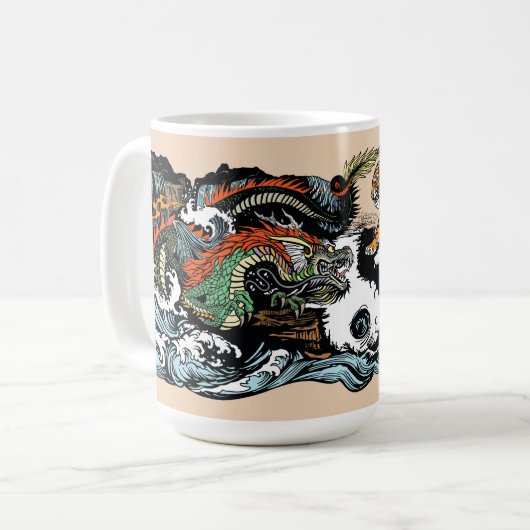 ドラ中国のゴン対タイガーコーヒーマグ コーヒーマグカップ (正面左)