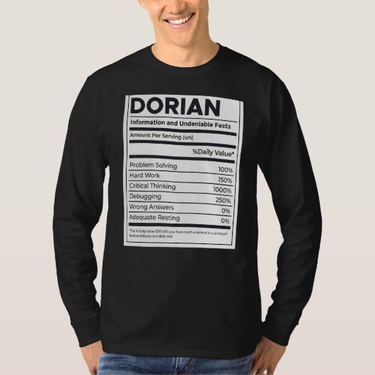 ドリアン栄養情報問題解決懸命 Tシャツ (正面)