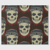 ドリッキングレッド怖いスカルハッピーハローウィン ラッピングペーパー (フラット)