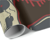 ドリッキングレッド怖いスカルハッピーハローウィン ラッピングペーパー (ロールコーナー)