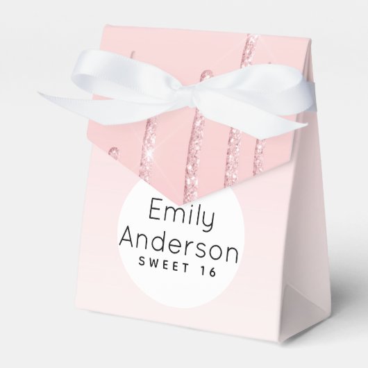 ドリッピンググリッタースイート16ピンクトレンディー16thパーティー フェイバーボックス (正面サイド)