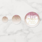 ドリッピンググリッターバラピンク金ゴールド女の子ありがとう コンフェッティ (正面)