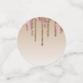 ドリッピンググリッターバラピンク金ゴールド女の子ありがとう コンフェッティ (スモール正面)