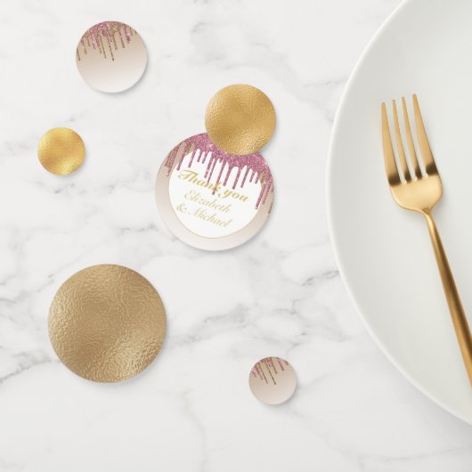 ドリッピンググリッターバラピンク金ゴールド女の子ありがとう コンフェッティ (グループ)