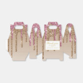 ドリッピンググリッターバラピンク金ゴールド女の子ありがとう フェイバーボックス (折り畳みなし)