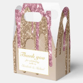 ドリッピンググリッターバラピンク金ゴールド女の子ありがとう フェイバーボックス (オープン)