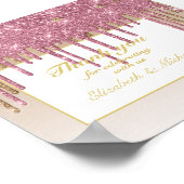 ドリッピンググリッターバラピンク金ゴールド女の子ありがとう ポスター (角)