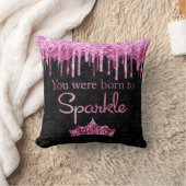 ドリッピンググリッターピンクブラック生まれへスパークルラグジュアリー クッション (ブランケット)