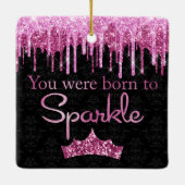 ドリッピンググリッターピンク生まれクブラックから輝き セラミックオーナメント (裏面)