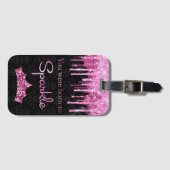 ドリッピンググリッターピンク生まれクブラックから輝き ラゲッジタグ (正面横)