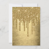 ドリッピングゴールドグリッター | シャンパン スイート16 招待状 (裏面)