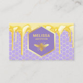 ドリッピングハニーラベンダー金ゴールドハニカムハニービー 名刺 (正面)