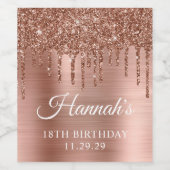 ドリッピングバラ金ゴールドグリッターグラム18th誕生日 ワインラベル (シングルラベル)