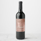 ドリッピングバラ金ゴールドグリッターグラム18th誕生日 ワインラベル (正面)