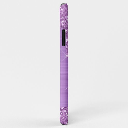 ドリッピングパープルグリッター パーソナライズされた Case-Mate iPhoneケース (裏面/右)