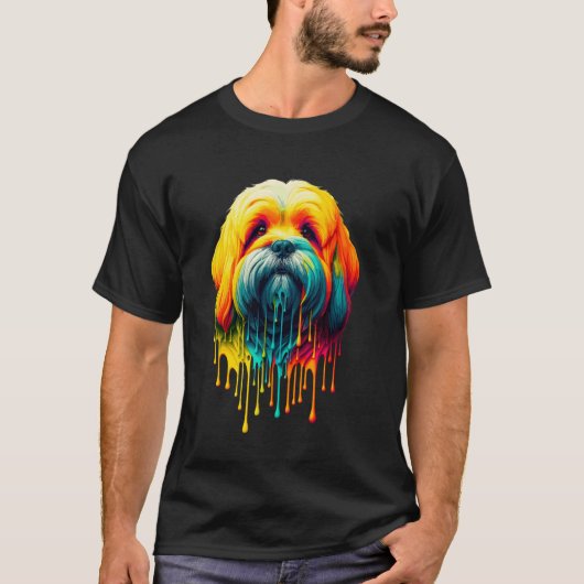 ドリッピングペイントアート ラサ・アプソ Tシャツ (正面)