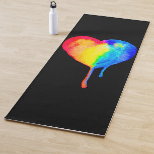 ドリッピングレインボーハートヨガマット ヨガマット