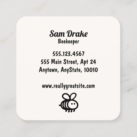 ドリッピング生のハニーはっきりしたタイポグラフィ スクエア名刺 (裏面)