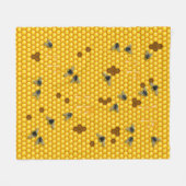 ドリッピング蜂蜜ビーゴールデンハニカムクイーンビー フリースブランケット (正面(横))