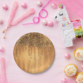 ドリッピング金ゴールドハニーグリッター甘い16パーティー ペーパープレート (パーティー)