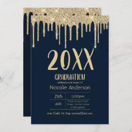 ドリッピング グリッター 卒業式 20xx 現代の最新版 招待状