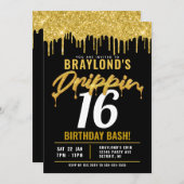 ドリッピング バースデー パーティー 招待状 (正面/裏面)