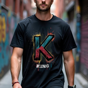 ドリッピングK: 大胆なワンレターカスタマイズ可能なグラフィティ Tシャツ