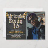 ドリッピン スワッグ 16 フォト ランドスケープ付き 招待状 (正面)