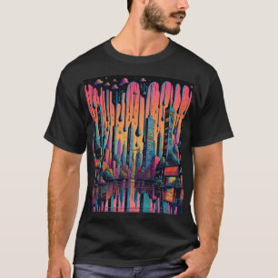 ドリッピーサイケデリックシティアート Tシャツ