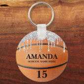 ドリップきらきら光るバスケットボールキーチェーン キーホルダー (正面)