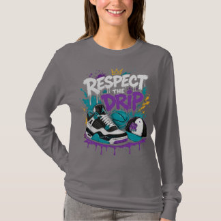ドリップをリスペクト バスケットボールデザイン Tシャツ