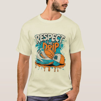 ドリップをリスペクト バスケットボール ストリートウェア Tシャツ